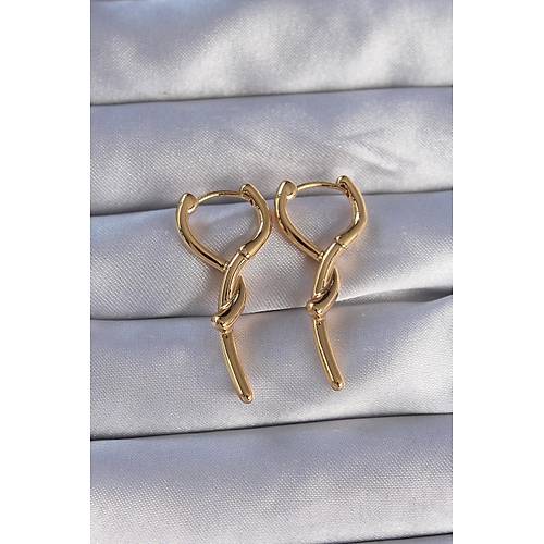 Pirin� Gold Renk Sarmal �ubuk Tasar�ml� Uzun K�pe