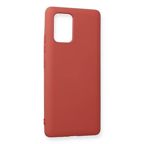 Galaxy A91 / S10 Lite K�l�f Nano i�i Kadife Silikon - Kiremit