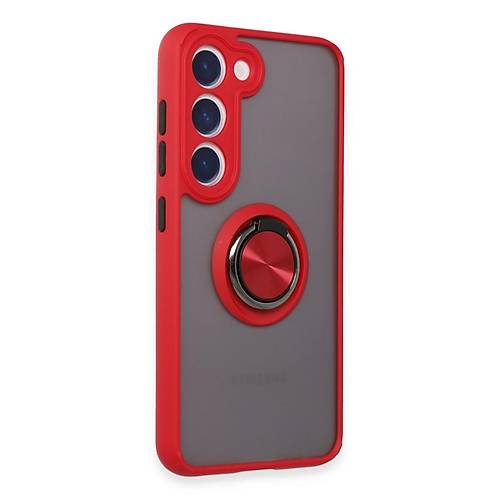 Galaxy S23 K�l�f Montreal Y�z�kl� Silikon Kapak - K�rm�z�