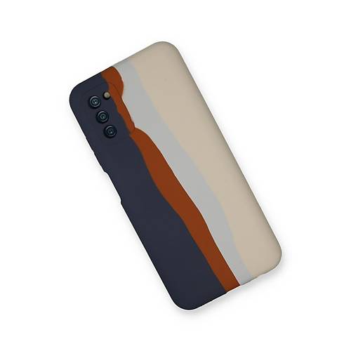 Galaxy A03S K�l�f Ebruli Lansman Silikon - Lacivert-Krem