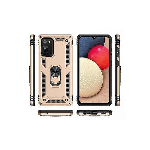 Galaxy A02S K�l�f Sofya Y�z�kl� Silikon Kapak - Gold