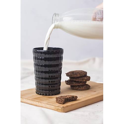 Allegra Siyah Akrilik Bardak 6'l� Set | 400 ml | Su, Me�rubat, Sunum ve Kahve Yan� ��in | Cam De�ildir | K�r�lmaya Dayan�kl�