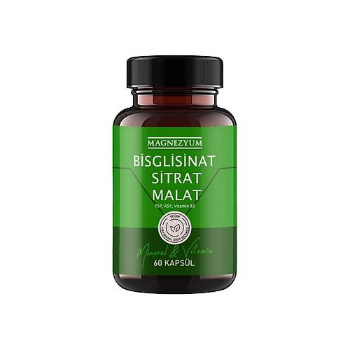 Magnezyum 1 Kutu Bisglisinat magnezyum sitrat malat & vitamin b2 B3 B6  ve mineral kaps�lleri 60l�