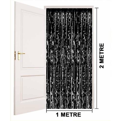 Siyah Renk Ekstra Metalize Parlak Sa�akl� Arka Fon Perde �thal A Kalite 1x2 Metre