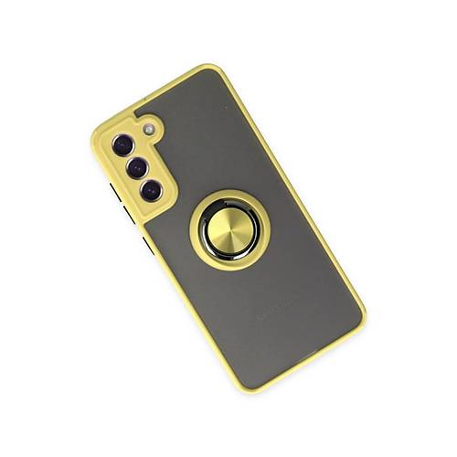 Galaxy S21 FE K�l�f Montreal Y�z�kl� Silikon Kapak - Sar�