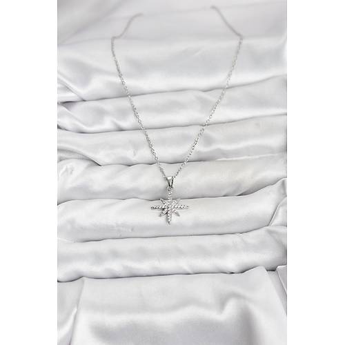 316L �elik Zincir G�m�� Renk Kutup Y�ld�z� Model Zirkon Ta�l� Kad�n Kolye