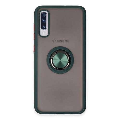 Galaxy A70 K�l�f Montreal Y�z�kl� Silikon Kapak - Ye�il