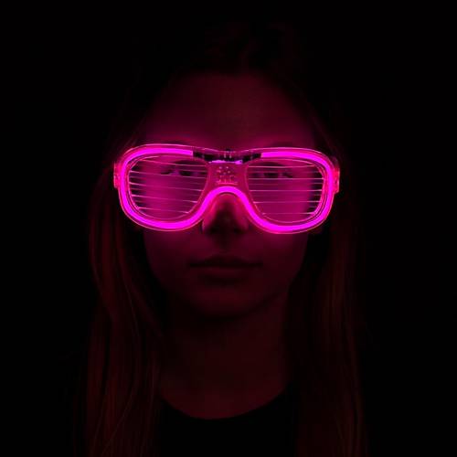 Pembe Led I��kl� Parti G�zl��� - Neon Glow �erit G�zl�k 3 Modlu