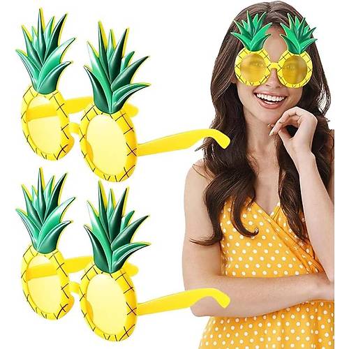 Tropikal Hawaii Ananas �ekilli Parti G�zl��� 9.5 x 14 cm