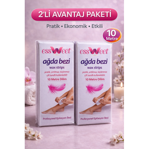 Essweet A�da Bezi 10 Metre Dilim Profesyonel Epilasyon Bezi �ift Tarafl� Kullan�m Y�rt�lmaz Dayan�kl� A�da Band� 2�li Paket