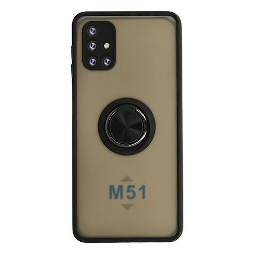 Galaxy M51 K�l�f Montreal Y�z�kl� Silikon Kapak - Siyah