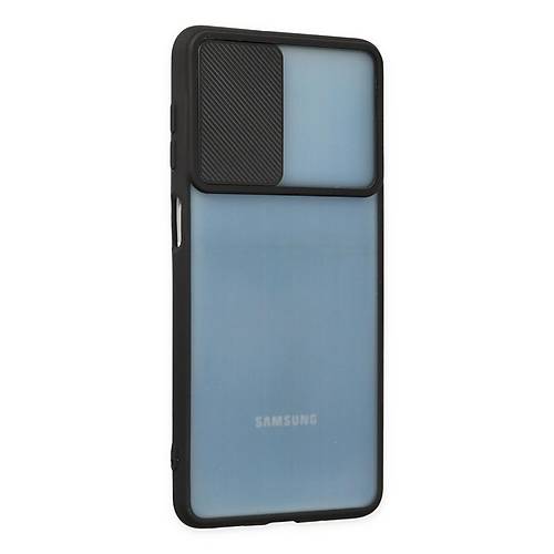 Galaxy M52 5G K�l�f Palm Buzlu Kamera S�rg�l� Silikon - Siyah