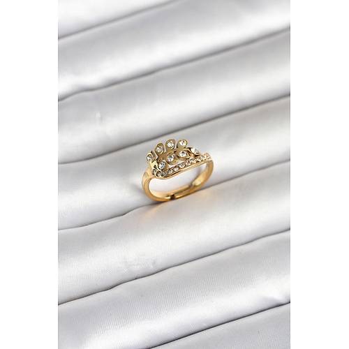 316L �elik Gold Renk Zirkon Ta�l� Kalp Model Kad�n Y�z�k