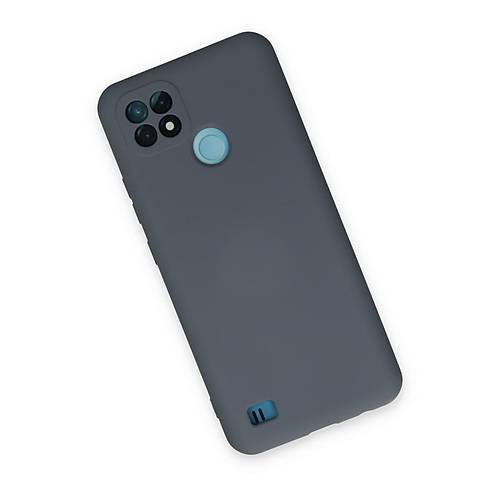 Realme C21 K�l�f Nano i�i Kadife Silikon - Gri