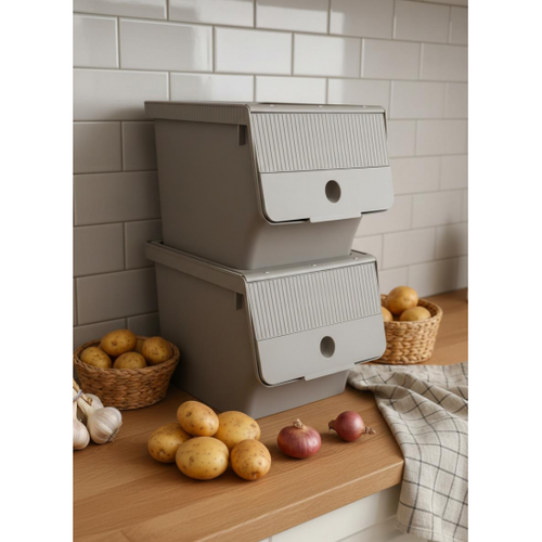 Vizon 2'Li 13,5 LT Modubox Kayar Kapakl� Saklama Kab� & Patates So�an Kovas� & Erzak Kutusu