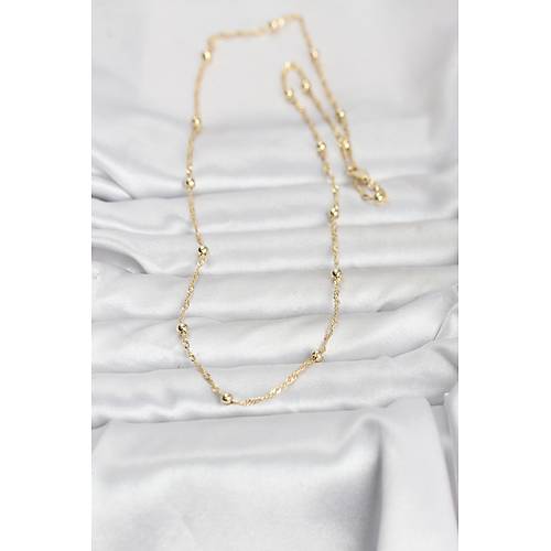 CM 14K Gold Renk Burgu ve Top Zincirli Model 60 cm Kad�n Kolye