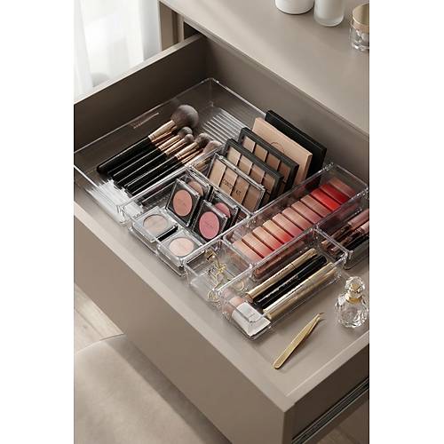 6 Par�a �effaf �ekmece ��i Makyaj Ve Tak� Organizer Seti & Mod�ler B�lmeli D�zenleyici