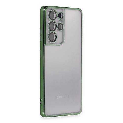 Galaxy S21 Ultra K�l�f Razer Lensli Silikon - Ye�il