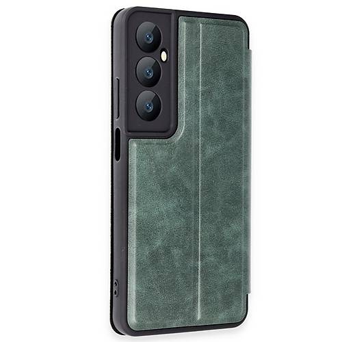 Realme C65 K�l�f Flip Cover - Koyu Ye�il