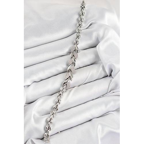 Pirin� Zirkon Ta�l� Bal�k Kuyru�u Model G�m�� Renk Kad�n Bileklik