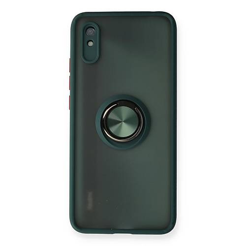Redmi 9A K�l�f Montreal Y�z�kl� Silikon Kapak - Ye�il