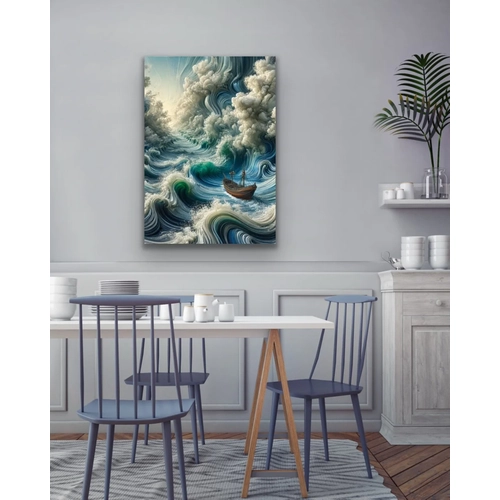 Okyanustaki Yaln�z Gemi Kanvas Tablo 70x100cm