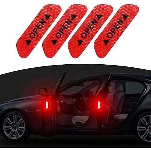 Araba Kap� A��k Uyar� Reflekt�r� Etiket Sticker 4'l� 9.5x2.5cm K�rm�z�
