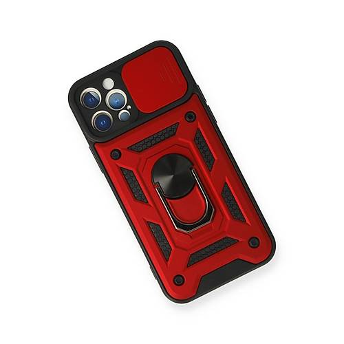 iPhone 12 Pro K�l�f Pars Lens Y�z�kl� Silikon - K�rm�z�