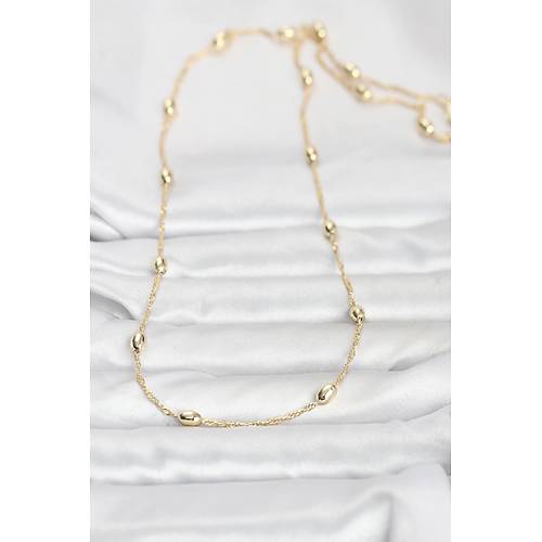 CM 14K Gold Renk Top�uklu Burgu Zincir Model 60 cm Kad�n Kolye