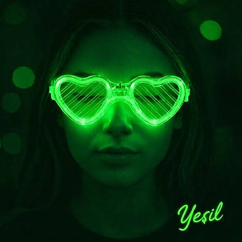 Ye�il LED I��kl� Kalp G�zl�k � 3 Modlu Parti & Glow G�zl���