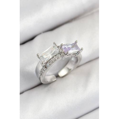 Pirin� Zirkon Ta�l� Dikd�rtgen Model G�m�� Renk Kad�n Y�z�k