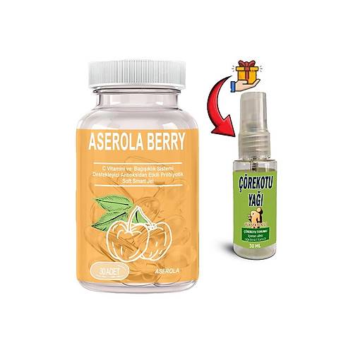 Aserola Berry 1 Ad Aserola Ekstratl� C Vitaminli Probiyotik 30lu Soft Jel Kaps�ller + ��rek Otu Ya��