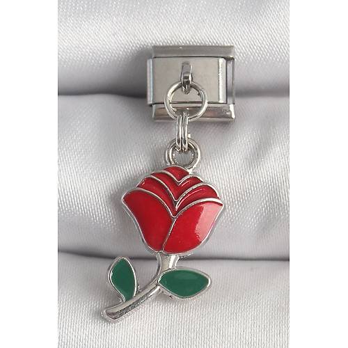 316L �elik G�m�� Renk Sallant� K�rm�z� G�l Model Nomination Charm