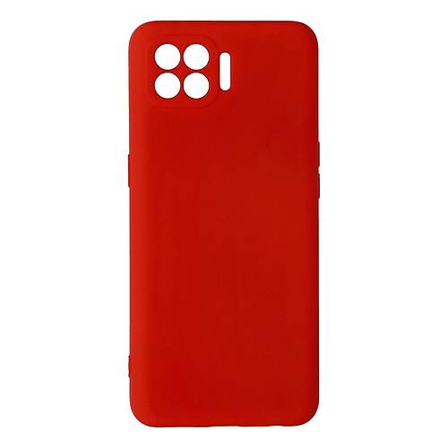 Reno 4 Lite K�l�f Nano i�i Kadife Silikon - K�rm�z�