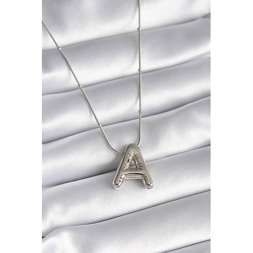 316L �elik G�m�� Renk Bubble "A" Harf Model Kad�n Kolye
