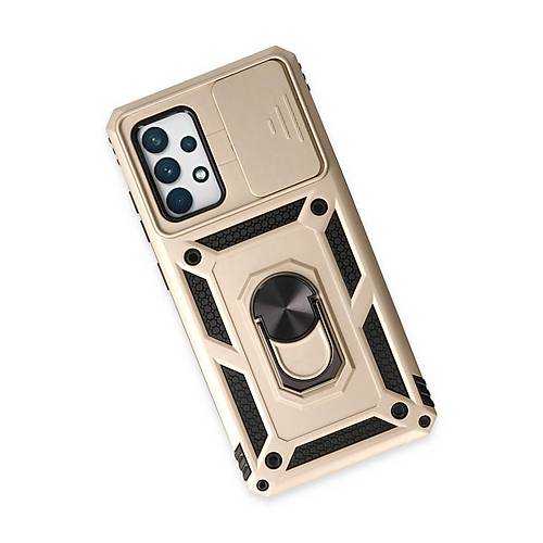 Galaxy A72 K�l�f Pars Lens Y�z�kl� Silikon - Gold