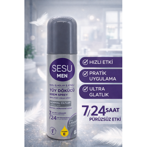 Sesu Men T�y D�k�c� Krem Sprey 150 ml Erkeklere �zel H�zl� Etkili Depilatory Spray Normal Ciltler ��in