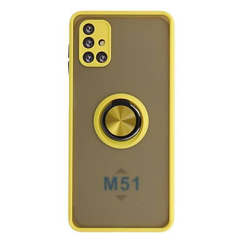 Galaxy M51 K�l�f Montreal Y�z�kl� Silikon Kapak - Sar�