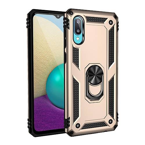 Galaxy A02 K�l�f Sofya Y�z�kl� Silikon Kapak - Gold