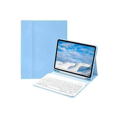 iPad Pro 11 (2022) K�l�f KC01 Smart Klavyeli Tablet K�l�f� - A��k Mavi