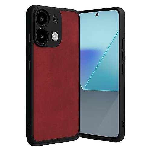 Redmi Note 13 4G K�l�f Aras Deri Kapak - K�rm�z�