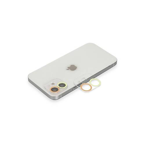 iPhone 11 Renkli Kamera Lens Koruma Cam - Sar�-Turuncu