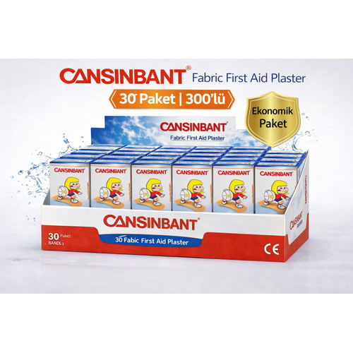 Cansinbant Bez Yaraband� 10 lu 30 Paket 1,9 x 7,2 cm Fabric First Aid Plaster