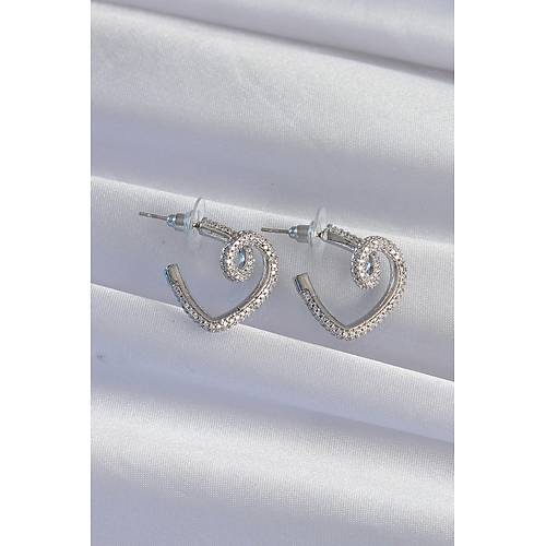 Pirin� G�m�� Renk Zirkon Ta�l� K�vr�ml� Yar�m Kalp K�pe