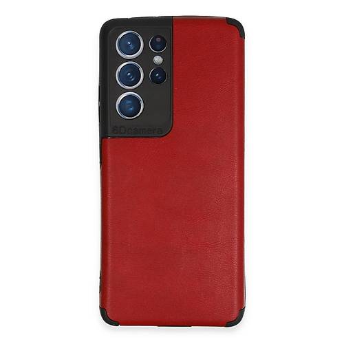 Galaxy S21 Ultra K�l�f Loop Deri Silikon - K�rm�z�