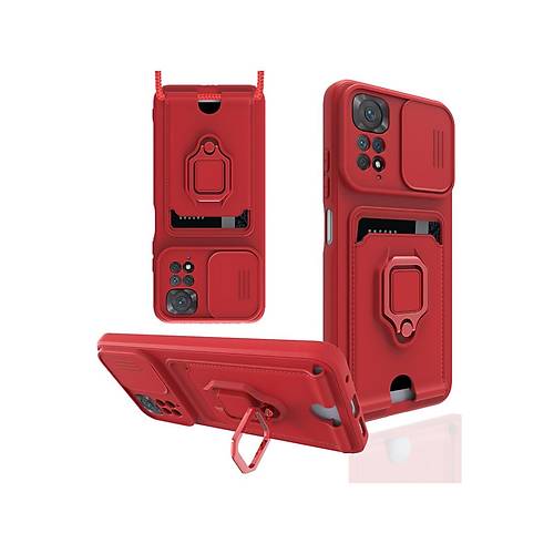 Redmi Note 11 Pro K�l�f Zuma Kartvizitli Y�z�kl� Silikon - K�rm�z�