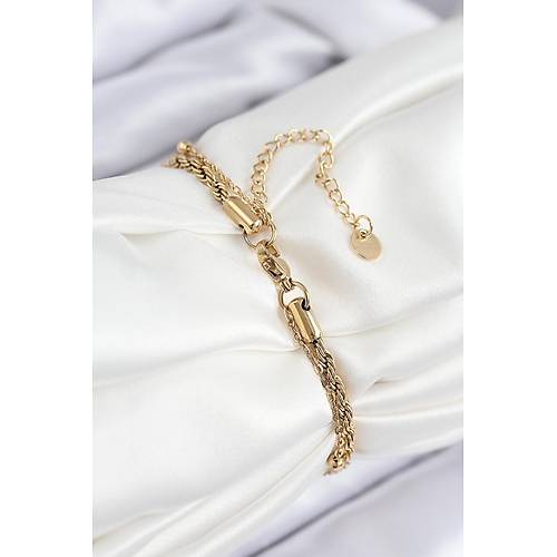 316L �elik Nazar Boncuk Model Burgu Zincir Gold Renk Kad�n Bileklik
