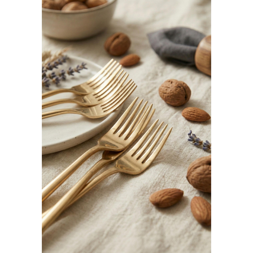 6'l� L�ks Gold Paslanmaz �elik Tatl� �atal� Seti (16 cm)