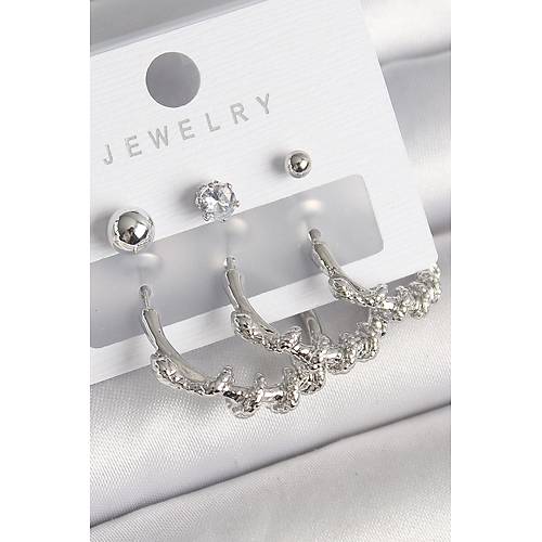 Pirin� G�m�� Renk Sarmal Y�lan Halka Model Zirkon Ta�l� Top�uk Detay Kad�n K�pe Seti