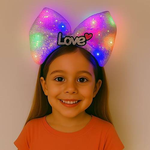 LED I��kl� Love Yaz�l� Mor Fiyonk Ta� � K�z �ocuk Parti Tac�